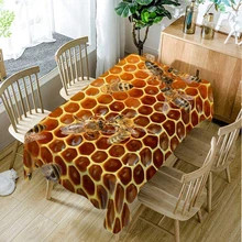 Manteles personalizados de poliéster para decoración del hogar, manteles de abeja en forma de panal, miel dulce, apiario