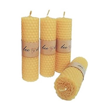 BeeIT 5 velas de cera de abeja pura, enrolladas a mano con velas de cera de abeja natural