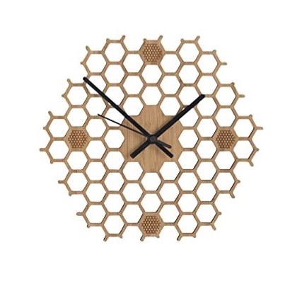 Reloj silencioso y sostenible de madera de panal de abeja con barrido silencioso que no hace tictac