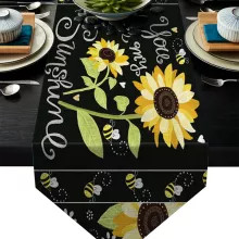 Sunflower Bee You Are My Sunshine, camino de mesa negro, Bandera de mesa, mantel decorativo para fiesta en casa, corredores de mesa